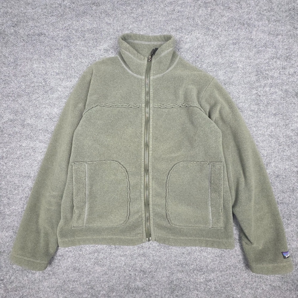 Vintage Patagonia‎ Fleece Jacket Women's Small Green Full Zip Synchilla USA